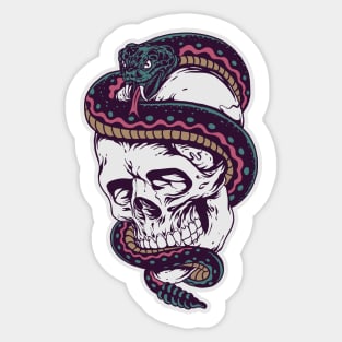 Gothic Skull and Snake Sticker